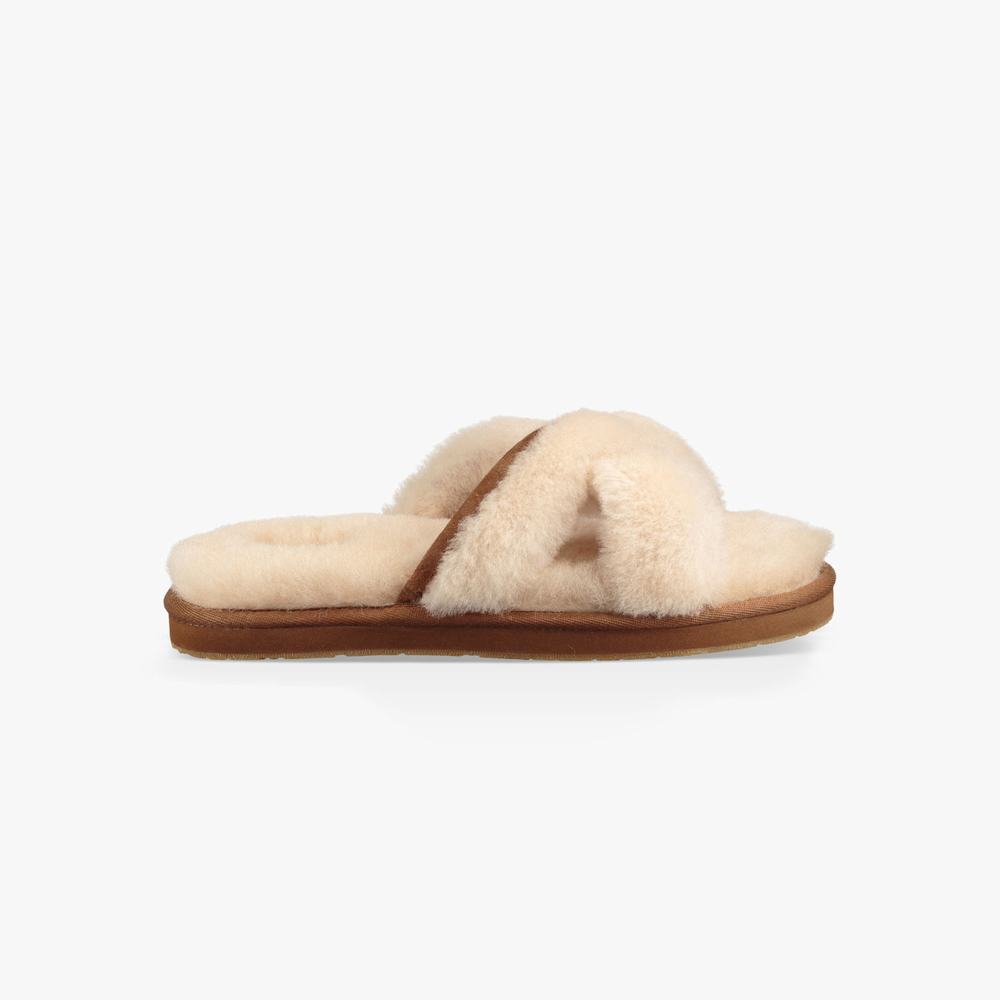 Chausson UGG Abela Femme Beige Soldes 649ELDKA